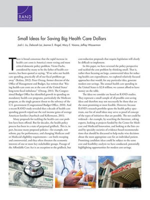 cover image of Small Ideas for Saving Big Health Care Dollars